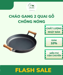 chao gang 2 quai gỗ chống nóng 36cm