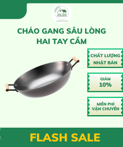 chảo gang sâu lòng hai tay cầm